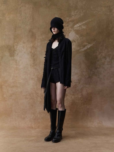 Black Wool-Lace Shirt