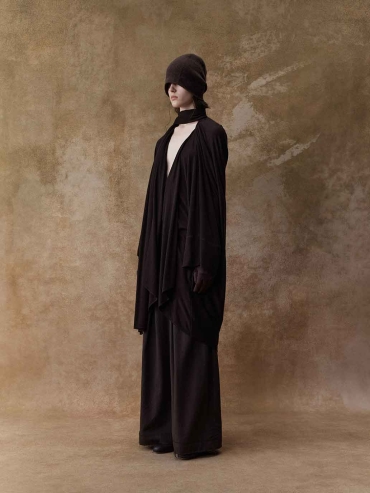 Brown Draped Knit Cardigan