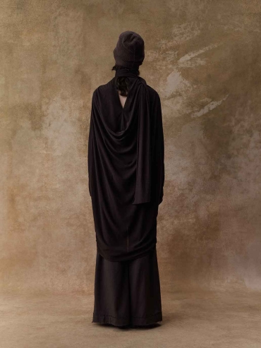 Brown Draped Knit Cardigan