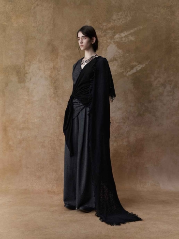 Black Knit Tie-Detail Base Top