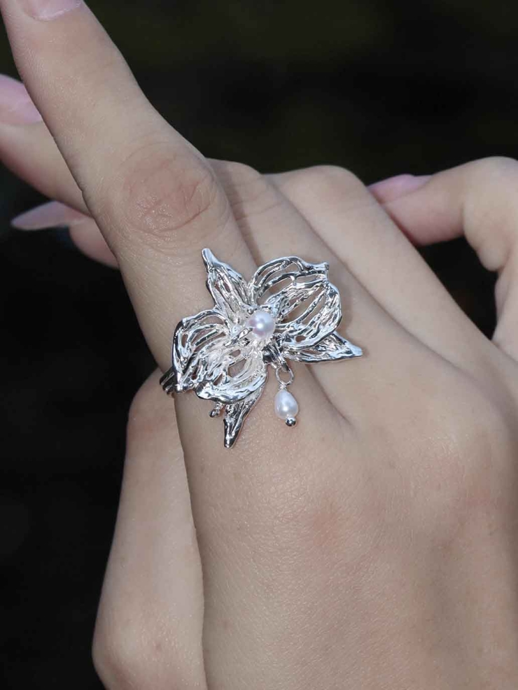 Silver Mini Orchid Ring