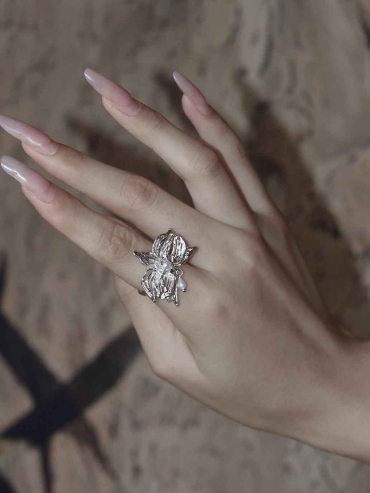 Silver Mini Orchid Ring