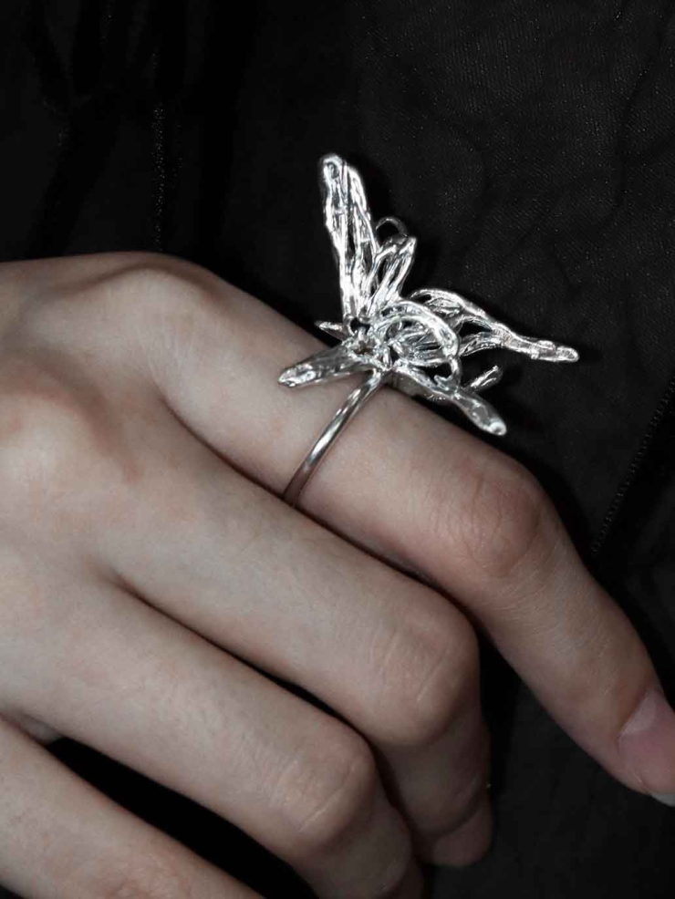 Silver Dancing Butterfly Ring