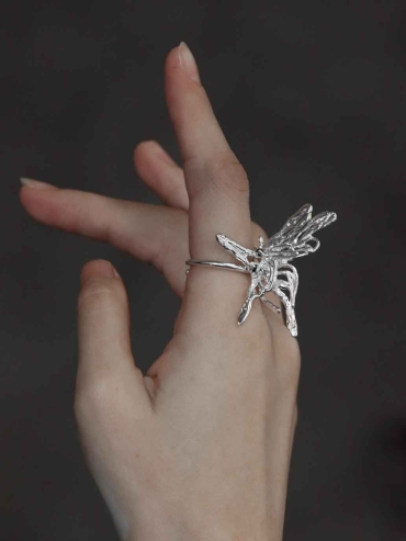 Silver Dancing Butterfly Ring