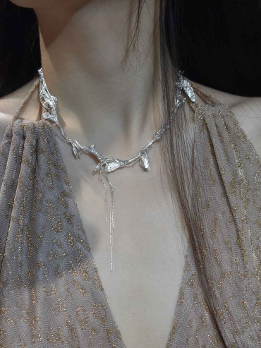 Silver Phoenix Branch Necklace