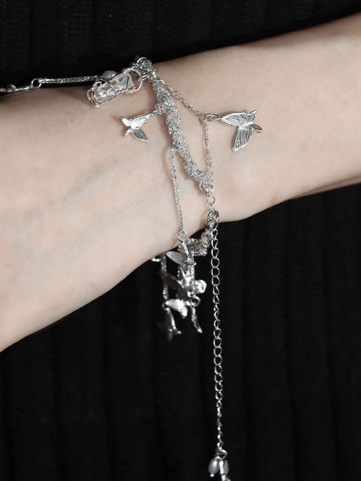 Silver Butterfly Cluster Bracelet