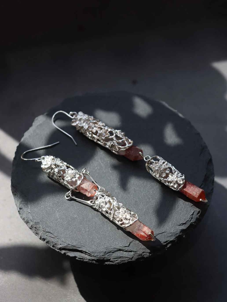 Red Shadow Mountain Hook Earring- Single