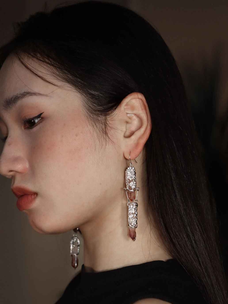 Red Shadow Mountain Hook Earring- Single