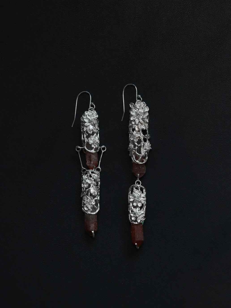 Red Shadow Mountain Hook Earring- Single