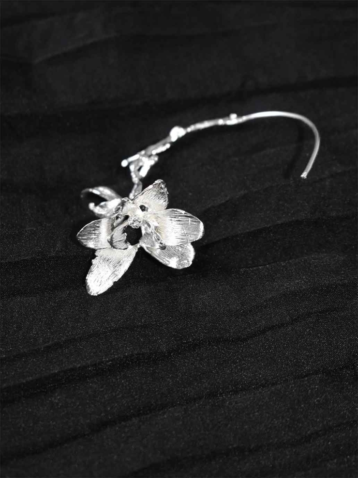 Silver Branch Drop Earring- Single