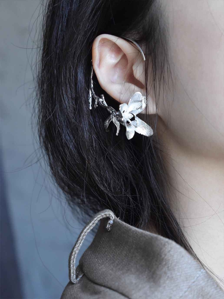 Silver Branch Drop Earring- Single