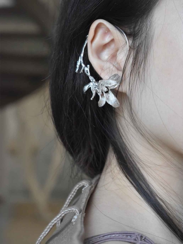 Silver Branch Drop Earring- Single