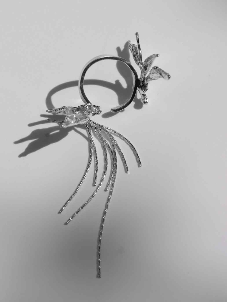 Silver Dragonfly Ear Cuff-Single