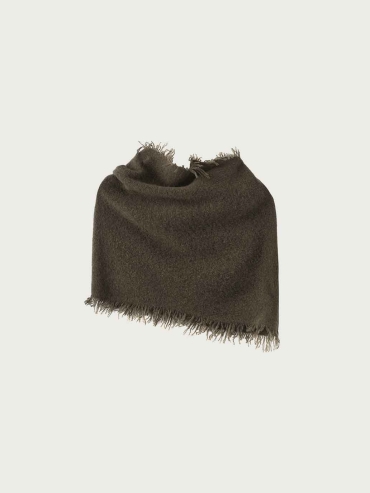 Dark Khaki Yak Wool Shawl Scarf