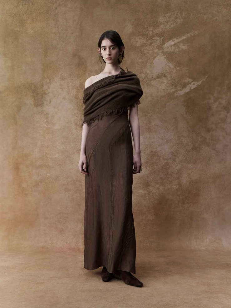 Dark Khaki Yak Wool Shawl Scarf