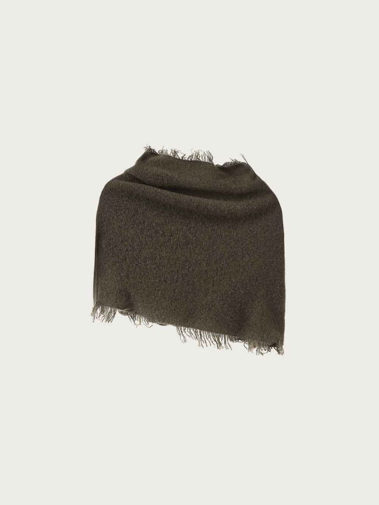 Dark Khaki Yak Wool Shawl Scarf