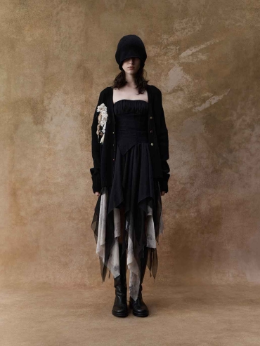 Black Beaded Knit Cardigan