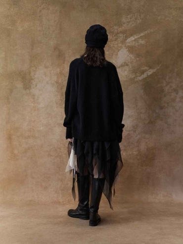 Black Beaded Knit Cardigan