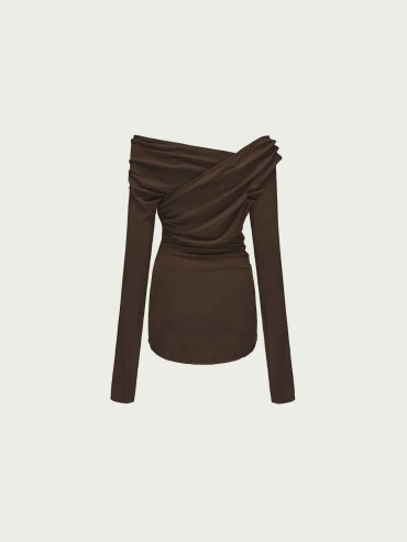 Dark Khaki Ruched Top