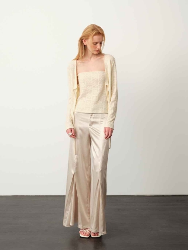 White Snowflake Knit Tie-Up Cardigan