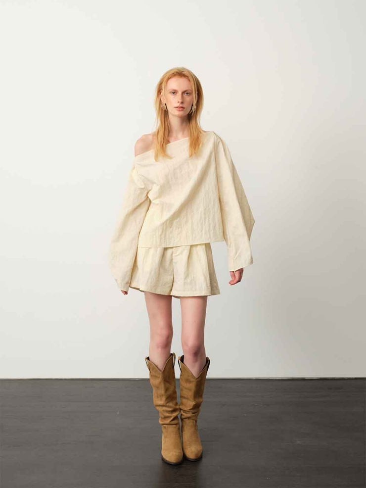 Apricot Minimal Textured Top