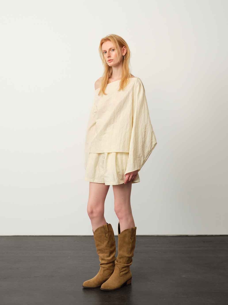 Apricot Minimal Textured Top