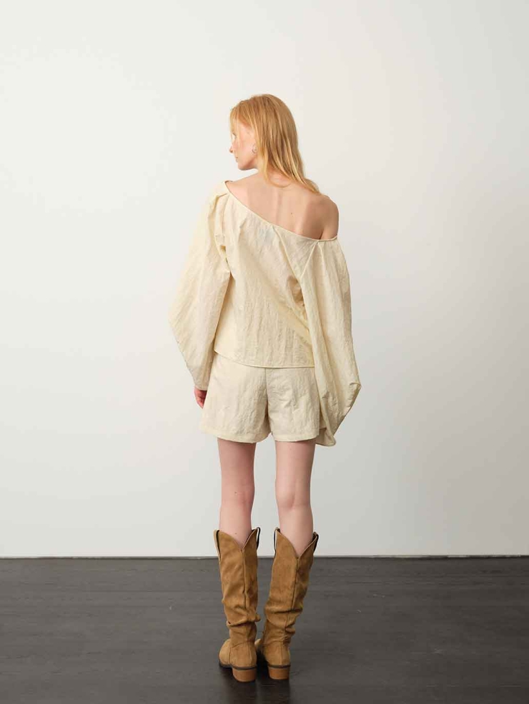 Apricot Minimal Textured Top