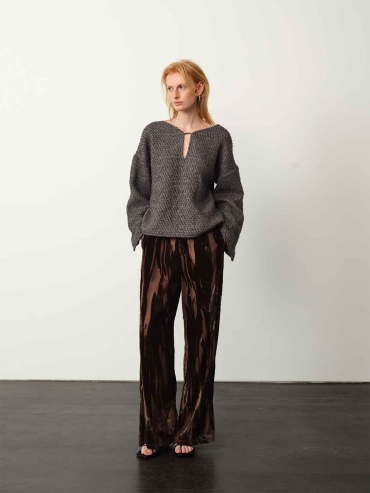 Brown Sheer Flowing Pants