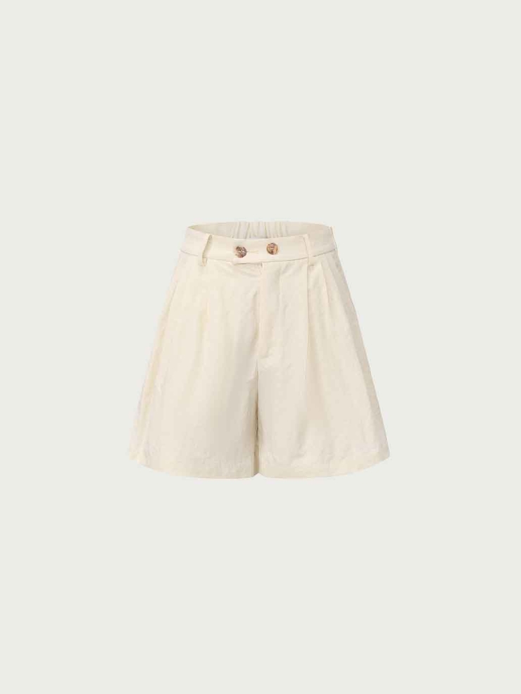 Apricot Double-Layer Silk-Textured Shorts