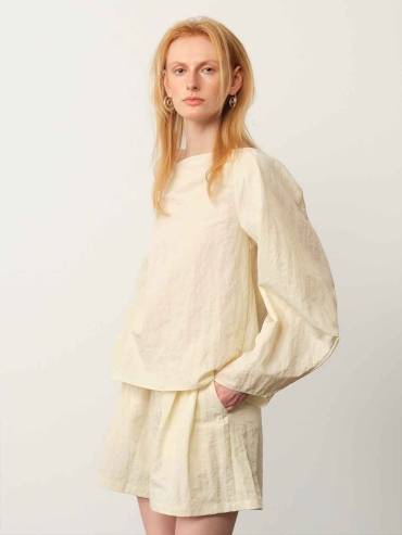 Apricot Double-Layer Silk-Textured Shorts