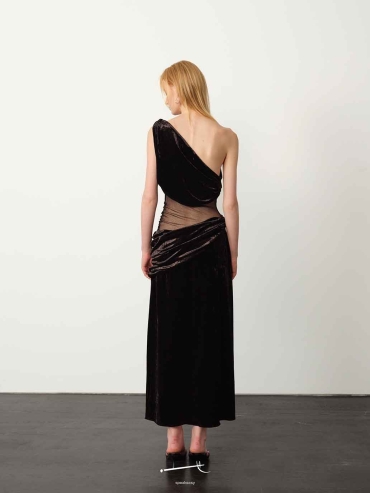 Black Pleated Maxi Dress