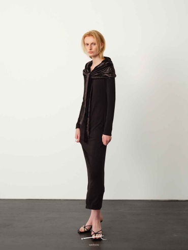 Black Bow-Tie Ruched Fitted Dress