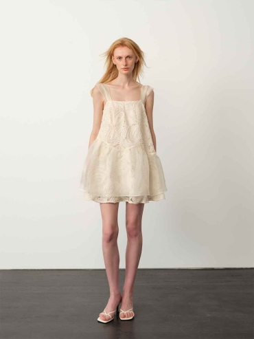 Apricot Jacquard Cami Mini Dress