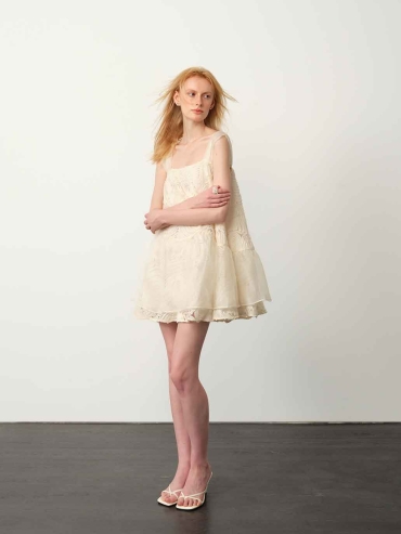 Apricot Jacquard Cami Mini Dress