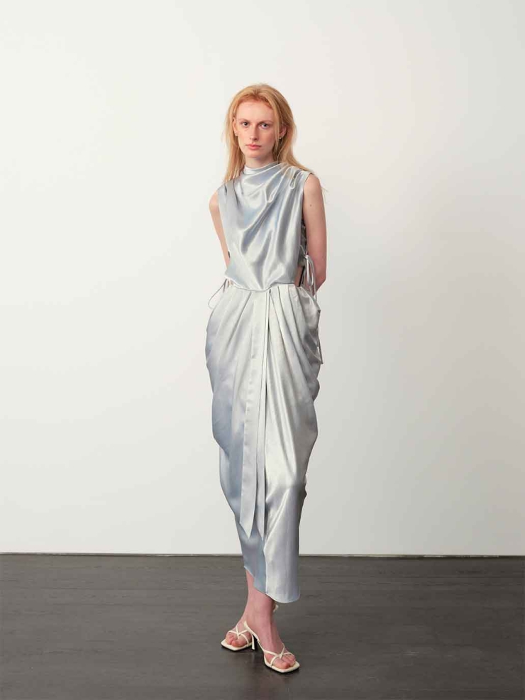 Misty Blue Acetate Sequin Dress