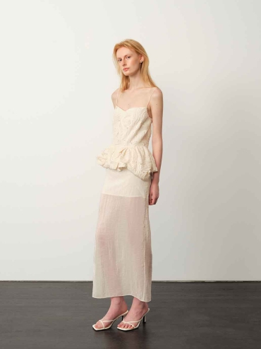 Apricot Jacquard Cami Dress