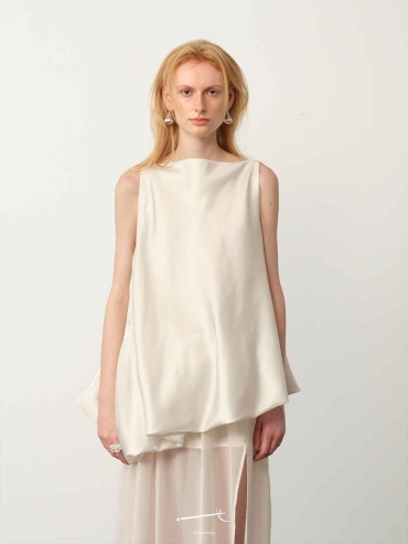 White Chiffon Bubble Maxi Dress