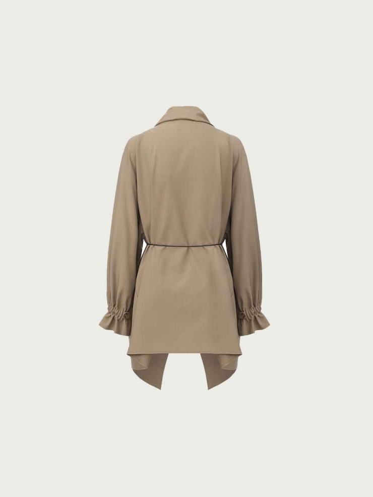 Khaki Scarf-Collar Jacket