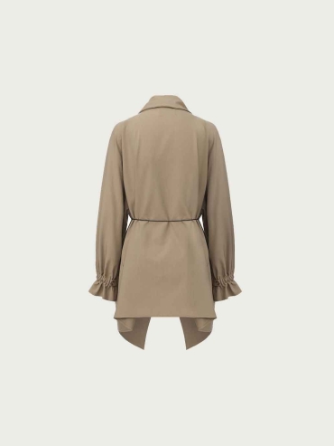 Khaki Scarf-Collar Jacket