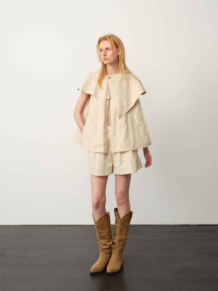Apricot Embossed Textured Cape