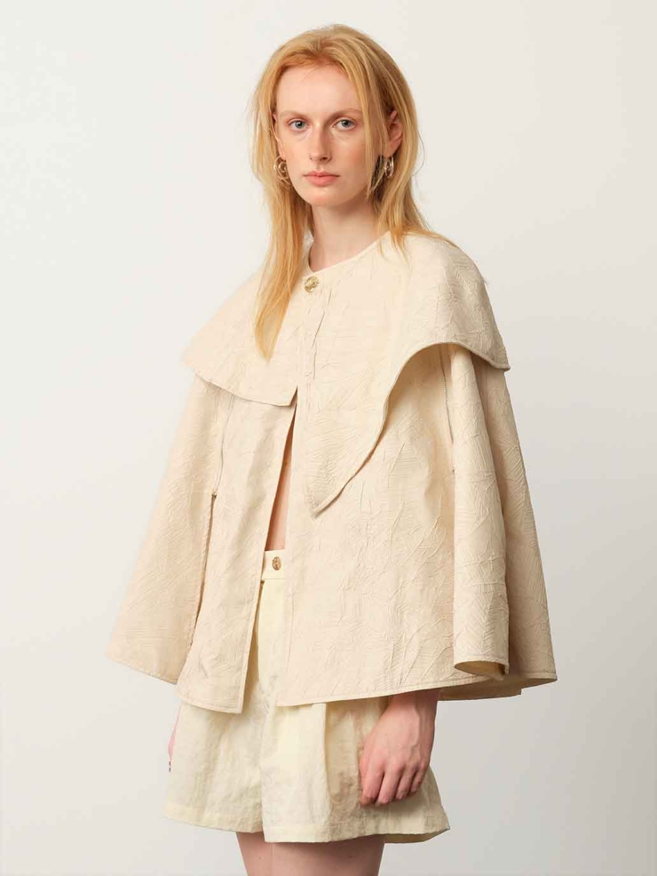 Apricot Embossed Textured Cape