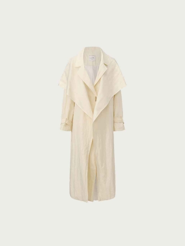White Tencel Double-Layer Trench Coat
