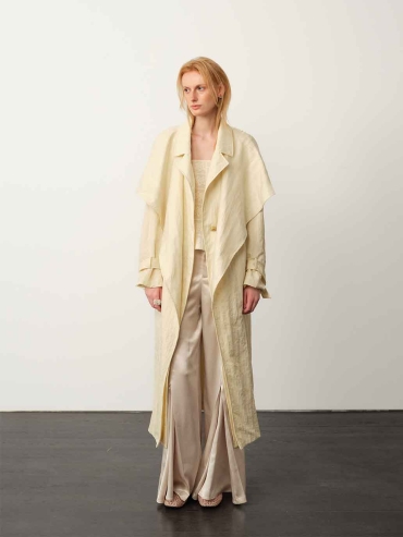 White Tencel Double-Layer Trench Coat
