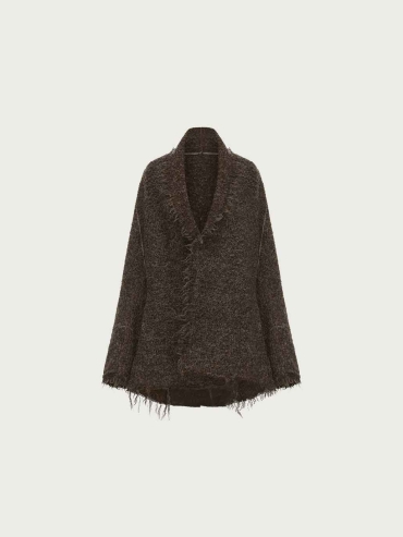 Brown Alpaca Wool Reversible Oversized Cardigan