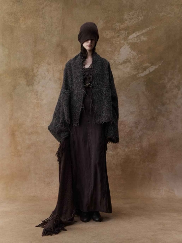 Brown Alpaca Wool Reversible Oversized Cardigan