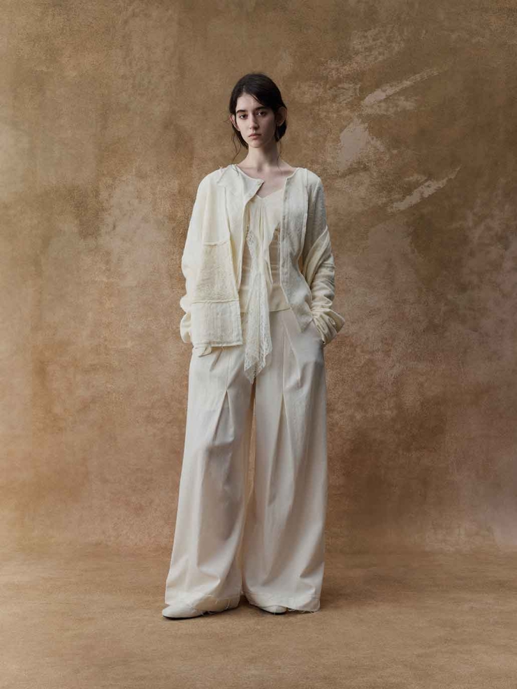 White Patchwork Relaxed-Fit Cardigan