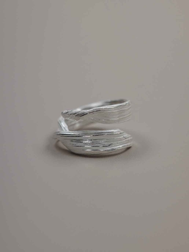 Silver Linear Double Band Ring