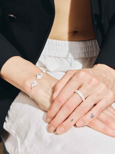 Channel-set White Gem Ring