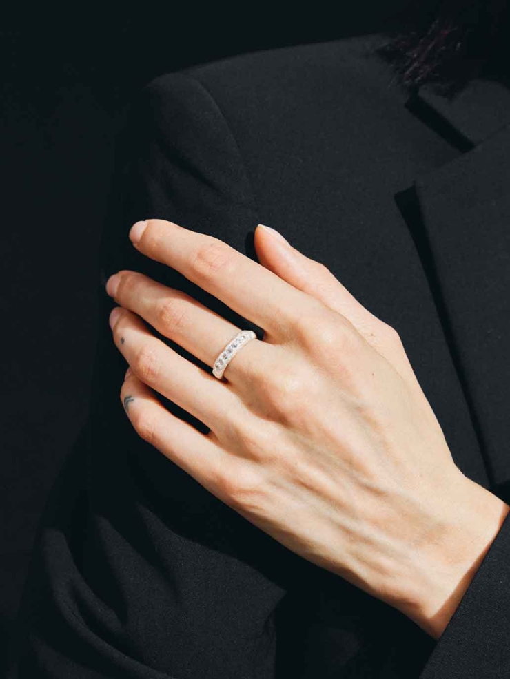 Channel-set White Gem Ring