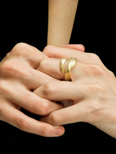 Gold Linear Double Band Ring